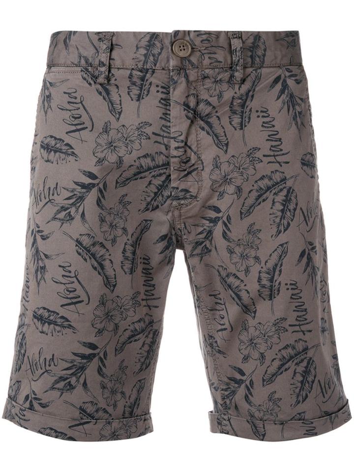 Sun 68 Hawaiian Flower Print Shorts - Grey