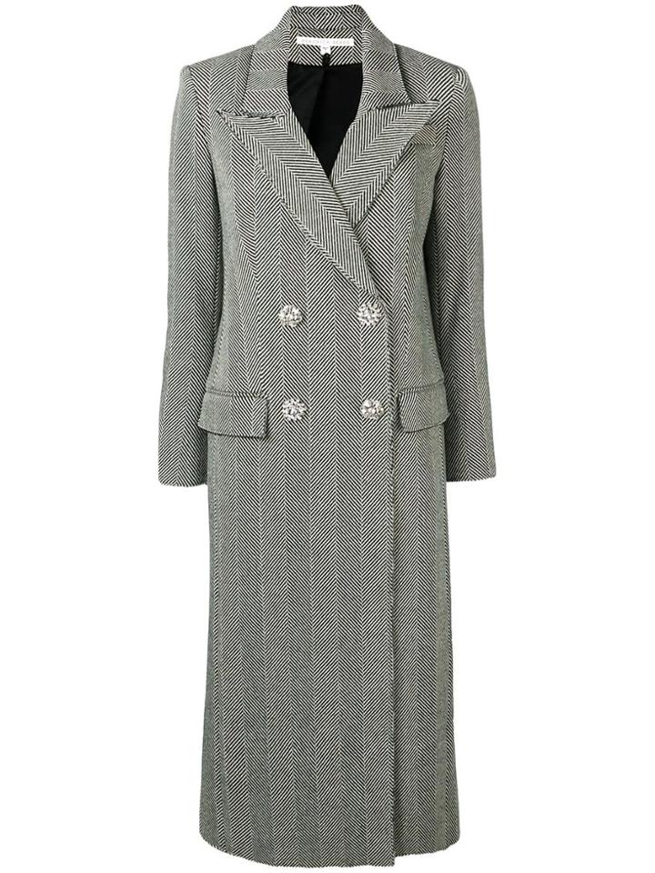 Veronica Beard Double Breasted Herringbone Coat - Black