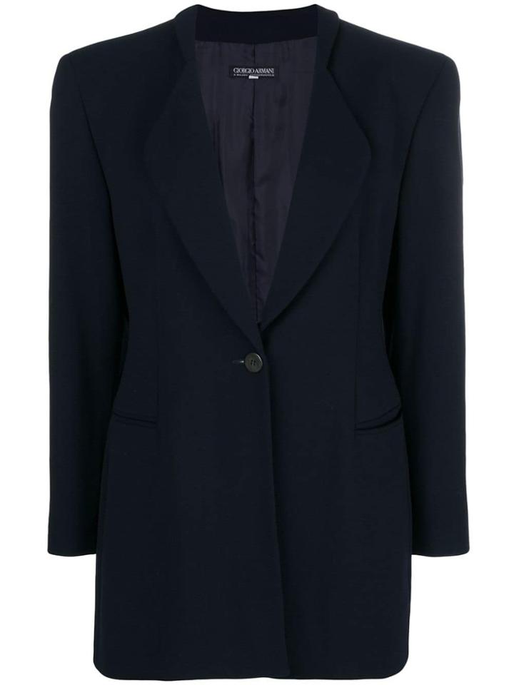 Giorgio Armani Pre-owned 1990's Slim Elongated Blazer - Blue