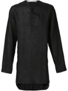 Isabel Benenato Tunic Shirt, Men's, Size: Large, Black, Linen/flax