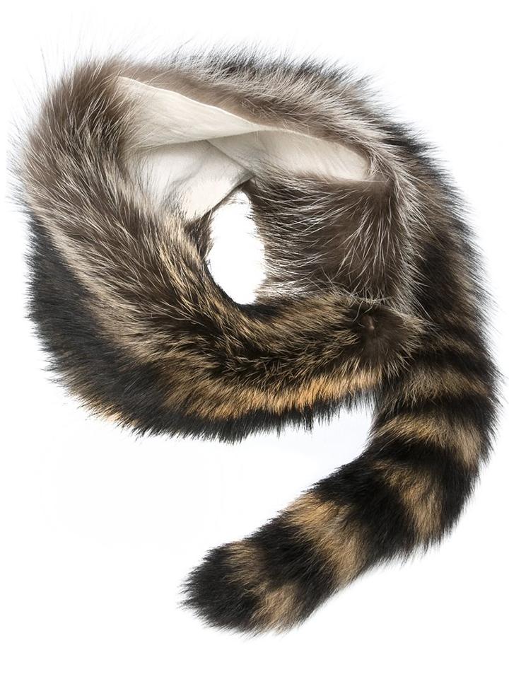 P.a.r.o.s.h. 'quack' Scarf, Women's, Brown, Racoon Fur