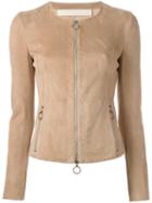 Drome Zipped Leather Jacket, Women's, Size: Medium, Nude/neutrals, Lamb Skin