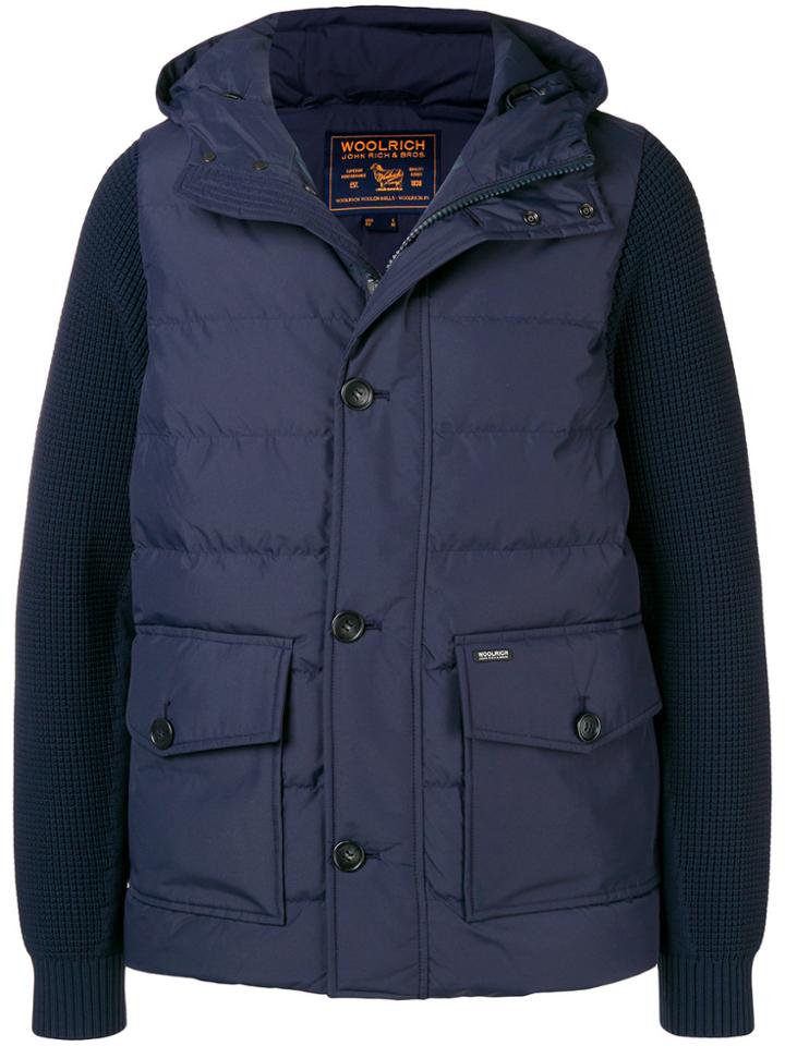 Woolrich Knit Sleeve Padded Jacket - Blue