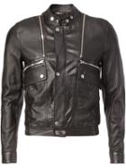 Saint Laurent Classic Leather Jacket, Men's, Size: 50, Black, Cotton/lamb Skin/python Skin/cupro