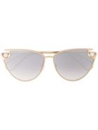 Christopher Kane Eyewear Pearl Embellished Cat Eye Sunglasses - Gold