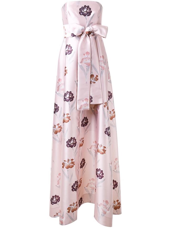 Rochas Floral Print Gown, Women's, Size: 42, Pink/purple, Polyester/silk