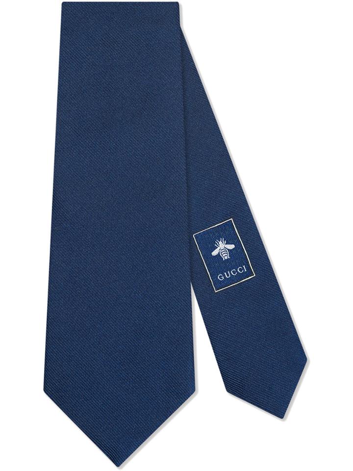 Gucci Kingsnake Underknot Silk Tie - Blue