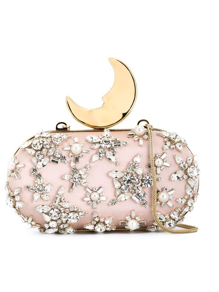 Benedetta Bruzziches Embellished Moon Clutch, Women's, Pink/purple