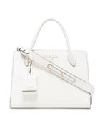 Prada White Monogram Leather Tote