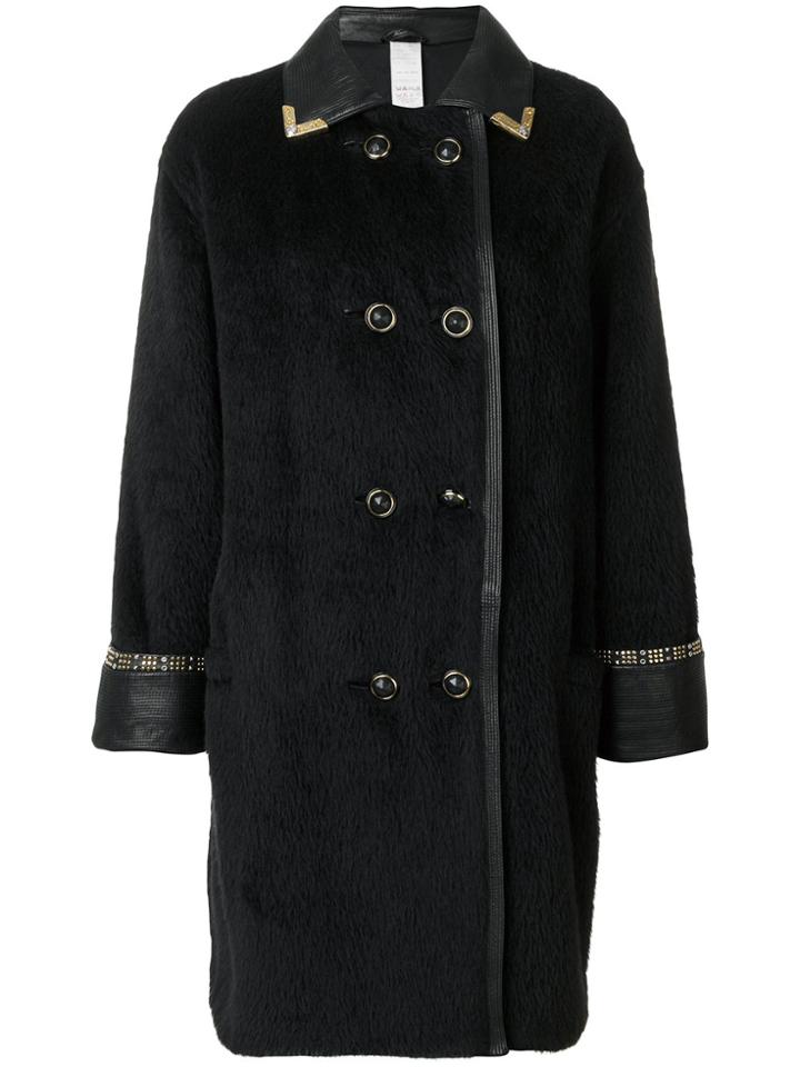 Versace Vintage Double-breasted Fur Coat - Black