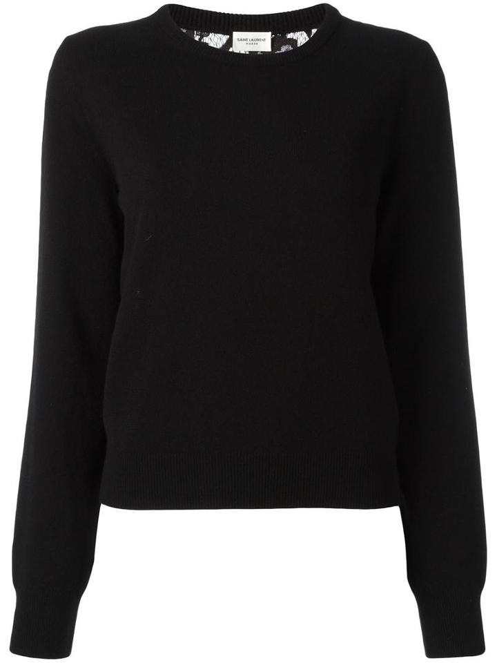 Saint Laurent Lace Back Knitted Jumper, Women's, Size: Small, Black, Wool/cashmere/cotton/viscose