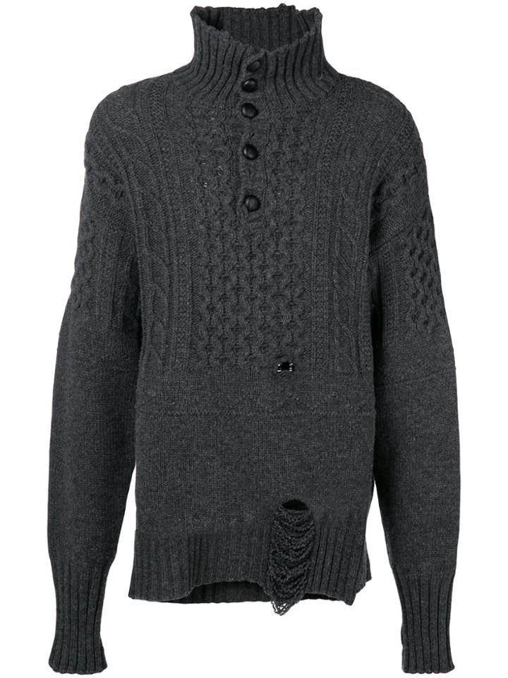 Maison Margiela Cable-knit Turtle-neck Jumper - Grey