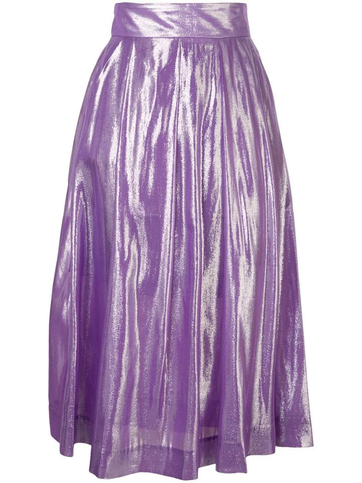Baum Und Pferdgarten Metallic Pleated Midi Skirt - Purple