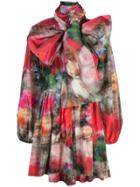 Adam Lippes Floral Print Pussy Bow Coat - Multicolour