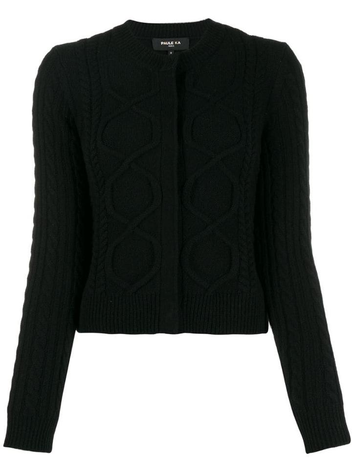 Paule Ka Cable-knit Cardigan - Black