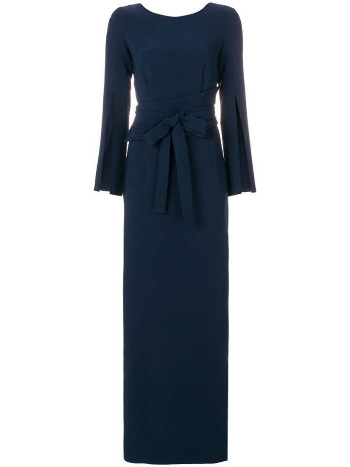 P.a.r.o.s.h. Slit Sleeve Crepe Gown - Blue