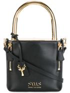 Savas Metallic Top Handle Crossbody Bag, Women's, Black, Calf Leather/metal