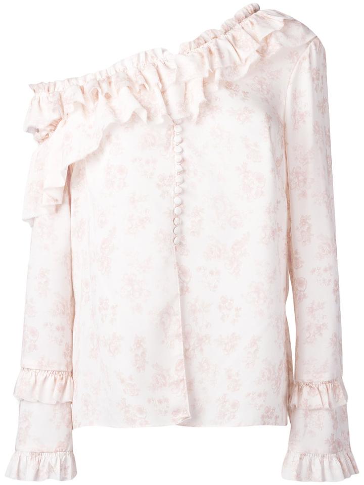 Magda Butrym One Shoulder Blouse, Women's, Size: 38, Pink/purple, Silk