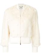 Stella Mccartney Embellished Pearl Bomber Jacket - White