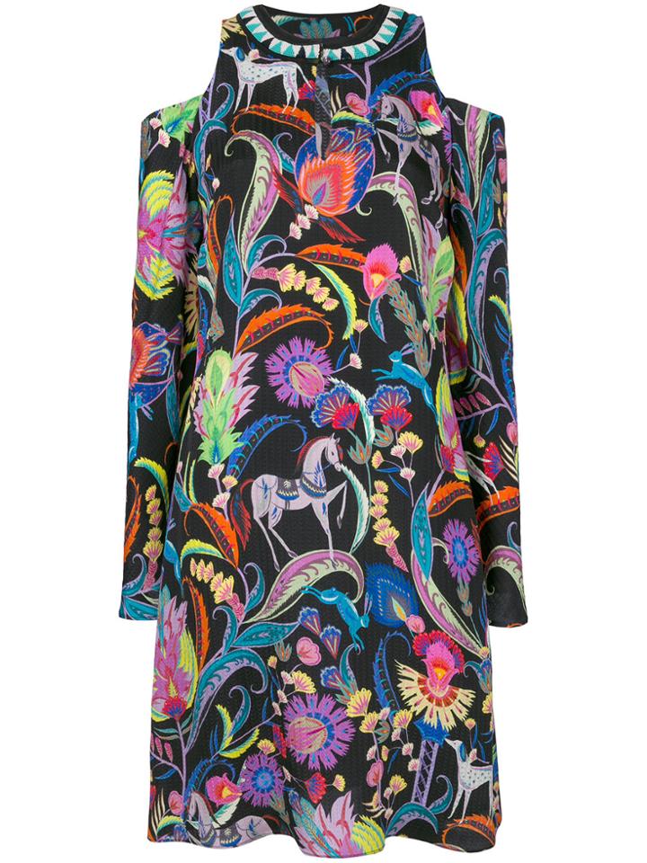 Etro Patterned Cold Shoulder Dress - Black