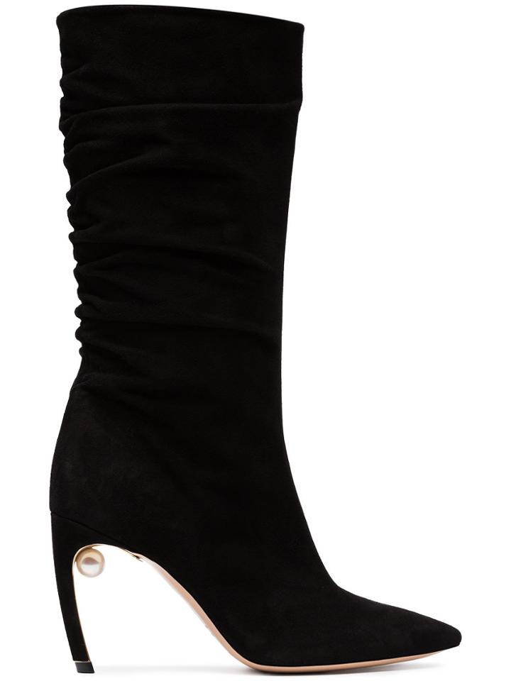 Nicholas Kirkwood Black Mira 90 Suede Boots