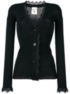 Semicouture Lace Trimmed Cardigan - Black
