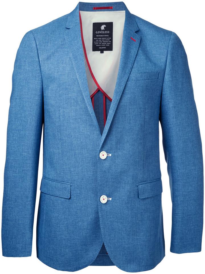 Loveless Floral Print Blazer, Men's, Size: 1, Blue, Polyester