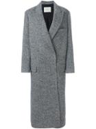 Lanvin Long Herringbone Coat, Women's, Size: 1, Black, Cotton/viscose/virgin Wool