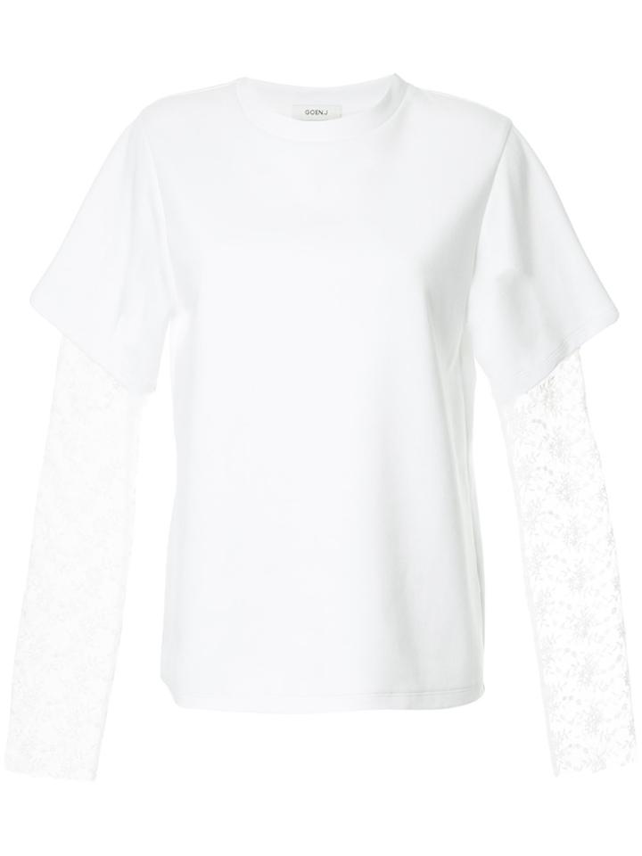Goen.j Lace Sleeve Layered T-shirt - White