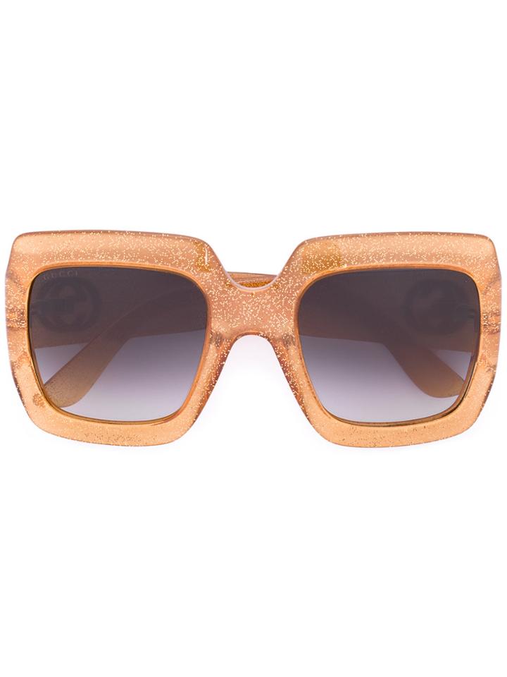 Gucci Eyewear Oversize Square Frame Sunglasses - Yellow & Orange