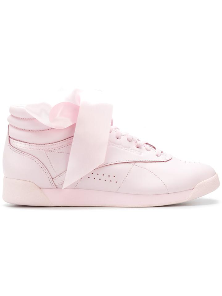 Reebok Freestyle Hi Satin Bow Sneakers - Pink & Purple