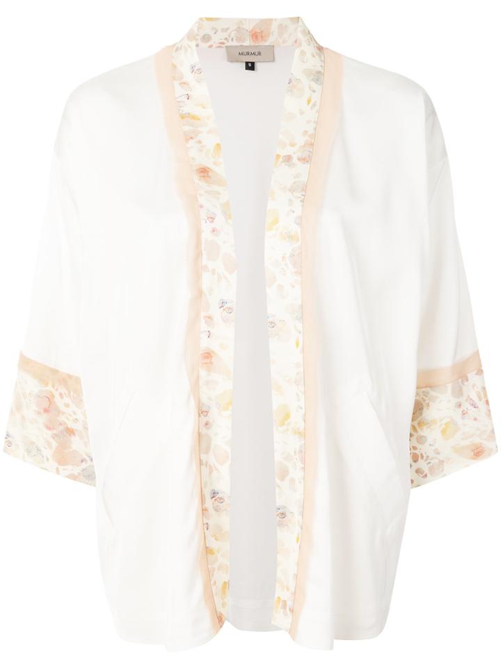 Murmur Printed Panel Kimono Jacket - White