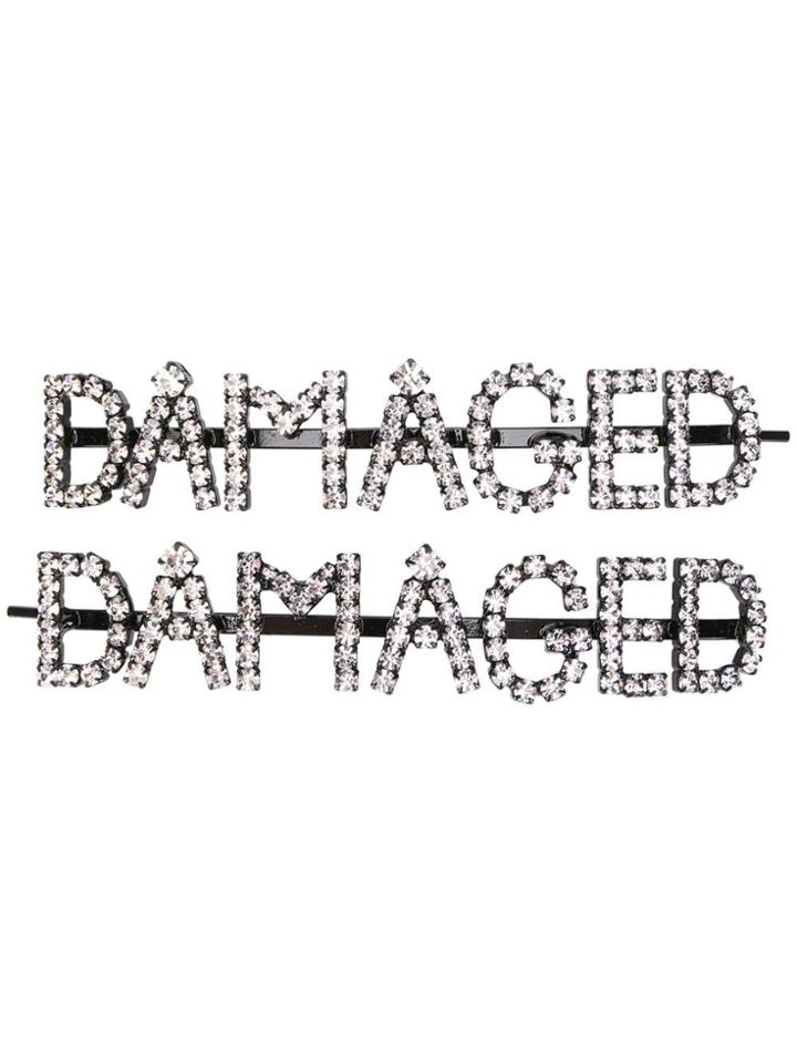 Ashley Williams Damaged Embellished Hair Clips - Black