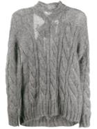 Prada Tie-back Cable-knit Sweater - Grey