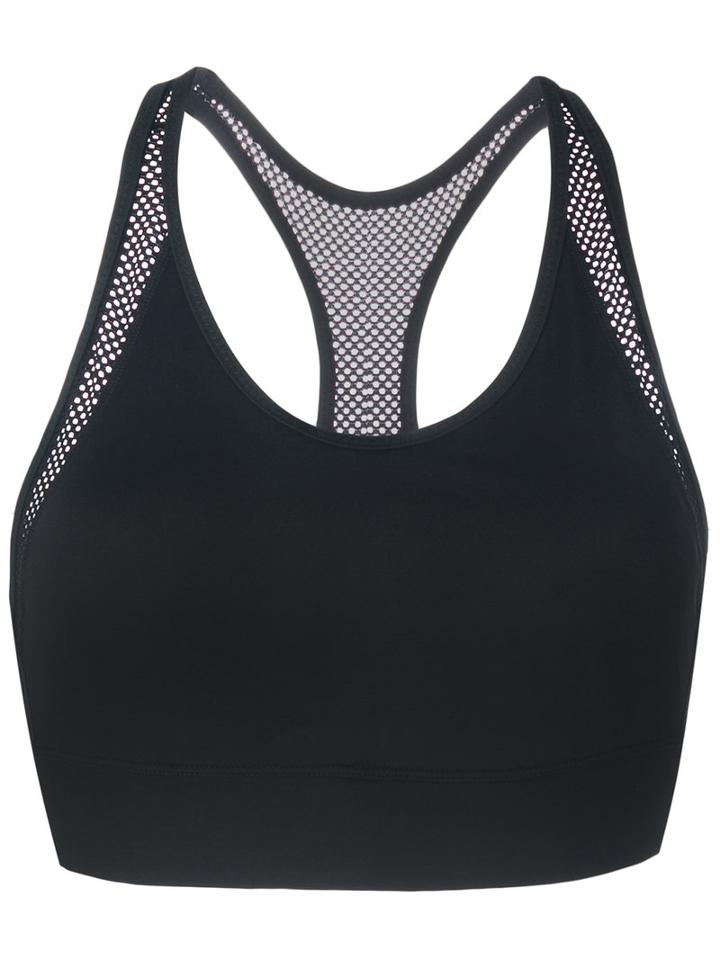 Dkny - Mesh Inset Racerback Crop Top - Women - Nylon/spandex/elastane - M, Black, Nylon/spandex/elastane