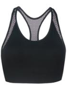 Dkny - Mesh Inset Racerback Crop Top - Women - Nylon/spandex/elastane - M, Black, Nylon/spandex/elastane