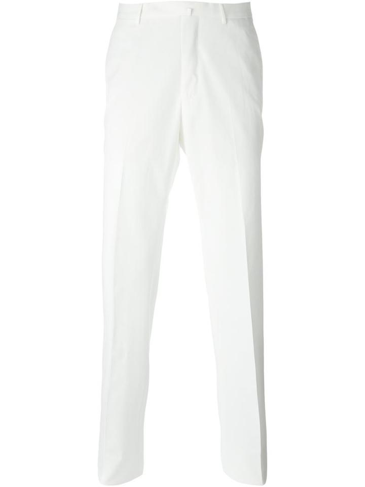 Ermenegildo Zegna Pleated Chinos, Men's, Size: 56, White, Cotton