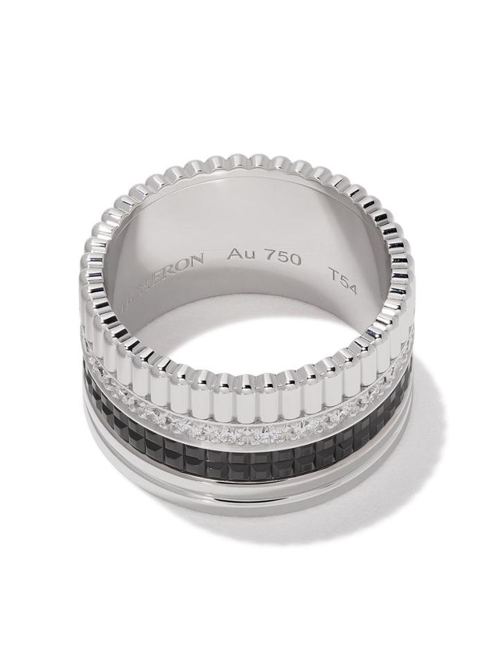 Boucheron Large 18kt White Gold And Diamond Quatre Black Edition Ring