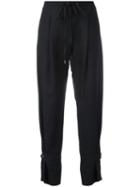 Jil Sander Navy Drawstring Cropped Pants, Women's, Size: 36, Black, Linen/flax/polyamide/cupro/rayon