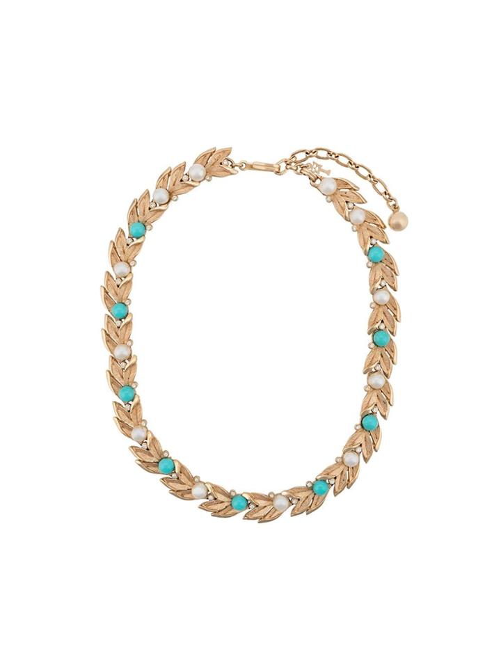 Susan Caplan Vintage 1950's Leaf Link Necklace - Gold
