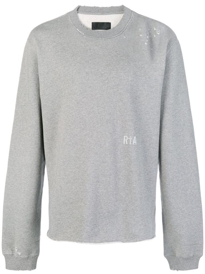 Rta Distressed Severed Hem Sweatshirt - Grey