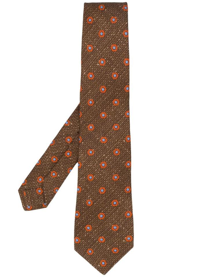 Kiton Dot Print Tie - Brown