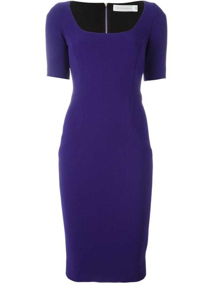 Victoria Beckham Fitted Midi Dress, Women's, Size: 8, Pink/purple, Silk/triacetate/polyester