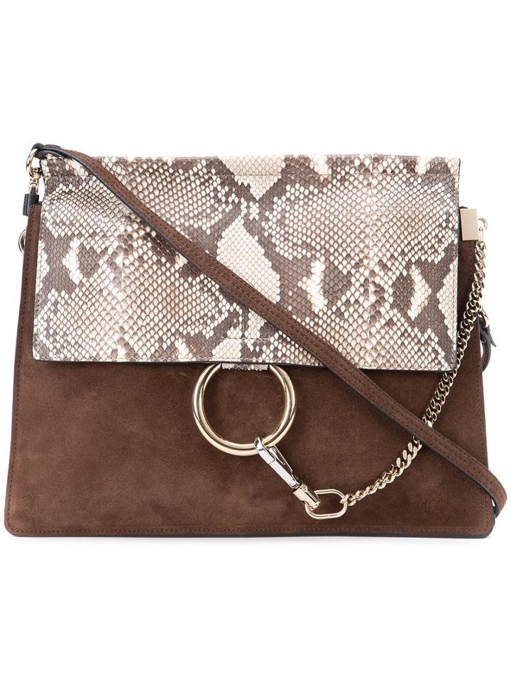 Chloé - Faye Shoulder Bag - Women - Calf Leather/python Skin/suede - One Size, Women's, Brown, Calf Leather/python Skin/suede