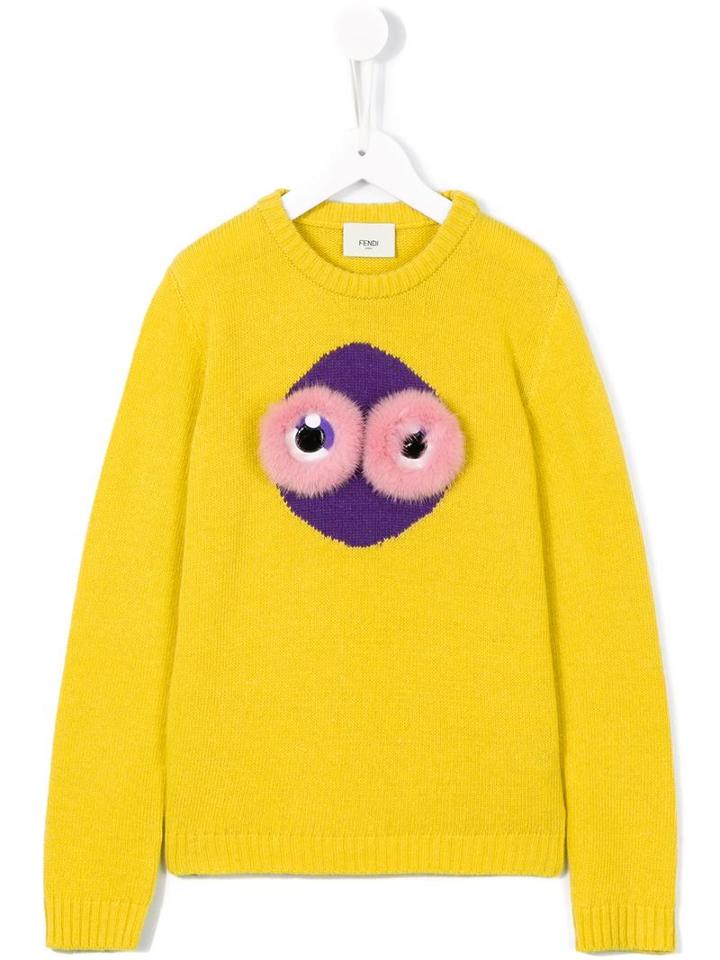 Fendi Kids Mink Fur Jumper, Toddler Girl's, Size: 4 Yrs, Yellow/orange