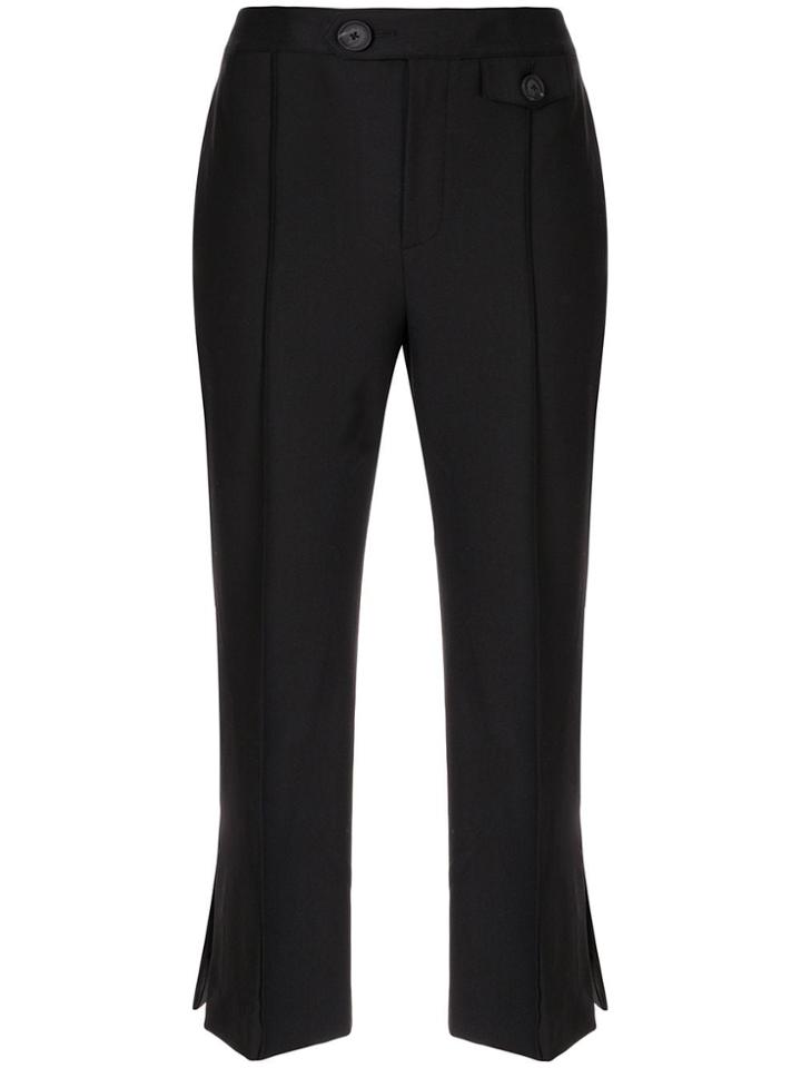 Portspure Side Slits Cropped Trousers - Black
