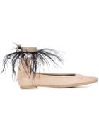 Ann Demeulemeester Feather Detail Ballerinas - Nude & Neutrals