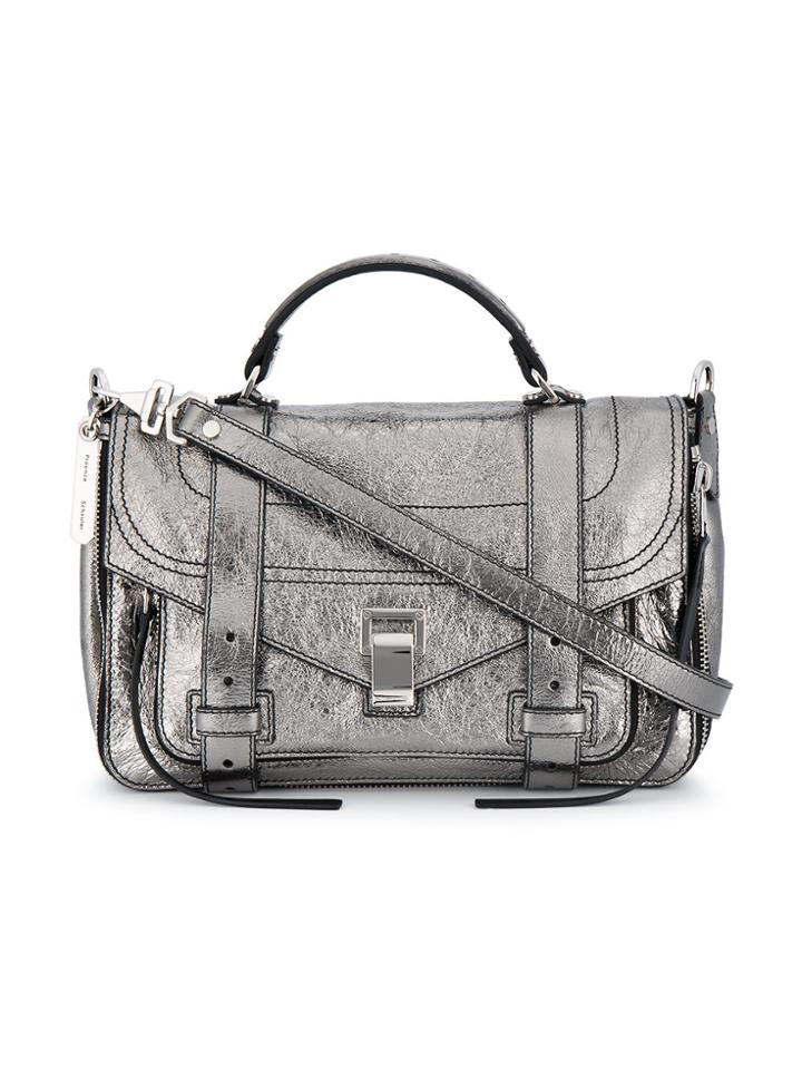 Proenza Schouler Metallic Leather Medium Ps1 Satchel - Grey
