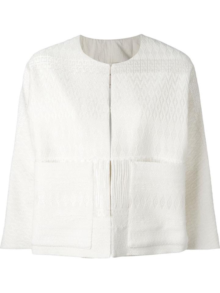 Erika Cavallini Boxy Jacquard Jacket, Women's, Size: 42, Nude/neutrals, Cotton/acrylic/virgin Wool