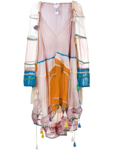 Chloé V-neck Peasant Dress, Women's, Size: 34, Nude/neutrals, Silk